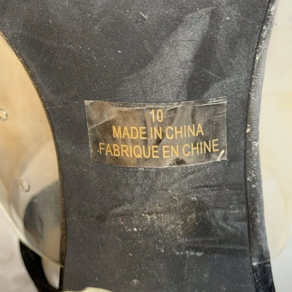 Jeffrey Campbell Clear Stretch Strap Acrylic Translucent Block Heel Sandal Heels - Picture 12 of 12